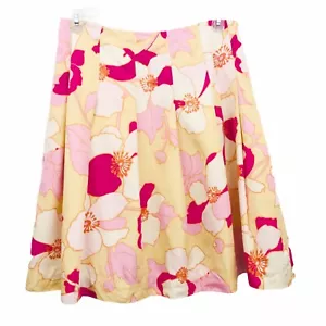 Banana Republic Silk Skirt SIze 10 Full Pleated Floral Pink Cream Lined - Picture 1 of 10