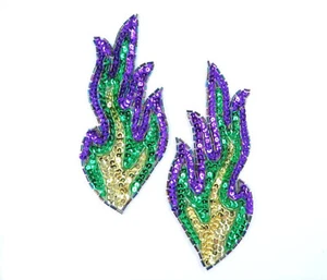 Parche de disfraz de espejo con cuentas lentejuelas llamas apliques de Mardi Gras JB117X - Imagen 1 de 4