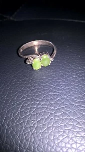 Vintage Jade Sterling Silver Ring,two stones - Picture 1 of 2