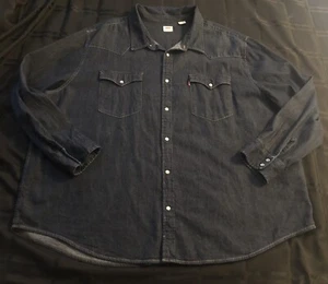 Men’s Levi’s Red Tab Blue Denim Western Snap Button Shirt Size:4XL - Picture 1 of 8