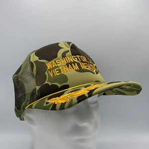 Vtg Washington D.C. Vietnam Memorial Camo Snapback Hat Trucker Cap Foam Mesh - Picture 1 of 9