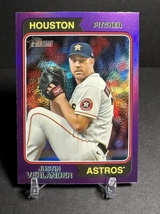 2023 Topps Heritage High Number JUSTIN VERLANDER *Purple Hot Box Refractor!* - Picture 1 of 2