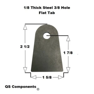 Chassis Rod End Tab 3/8" Hole 1/8" Thick 2 1/2" Tall Steel Flat Tab Weldable - Picture 1 of 1