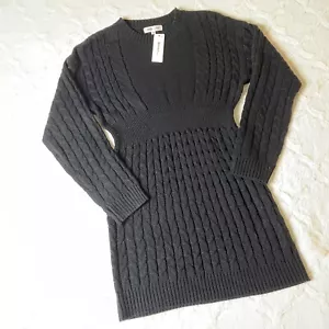 Damen klobig Kabelstrick schwarz Langarmpullover Kleid neu mit Etikett Gr. MED - Bild 1 von 6
