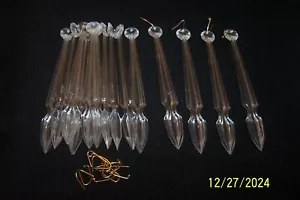 18 Vtg Clear Acrylic 6 & 3" HONG KONG Prism Icicle XMAS Tree ORNAMENT Plastic - Picture 1 of 11