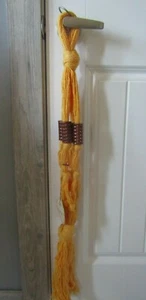 Vintage Indoor Outdoor Yellow Gold Hand Decorated Ceramic Bead Plant Hanger 32" - Picture 1 of 5