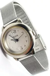 Vintage Guess Watch Silver Tone Stainless Steel Women's Wristwatch - New Battery - Picture 1 of 2