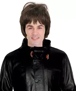 Adult Men's 90's Rock Star Liam Gallagher-Inspired Short Wavy Brown Wig - Picture 1 of 16