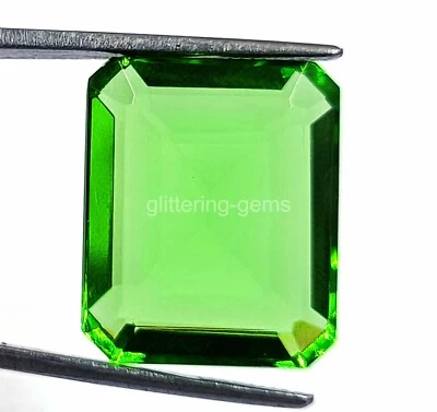 Top Quality 29.00 Ct Certified Green Moldavite Emerald Shape Loose Gemstone 4AUY - Image 1 of 4