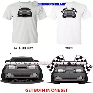 Ford Mustang GT dritte Generation DigiRods Cartoon Auto Kunst 2 T-Shirt Geschenkset - Bild 1 von 7