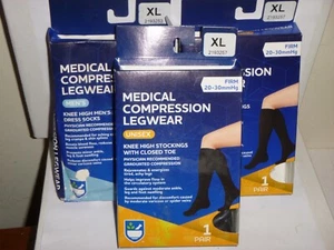 (3 pairs) Medical Compression Legwear - Thigh High - Closed Toe -20-30MMHG - XL - Picture 1 of 1