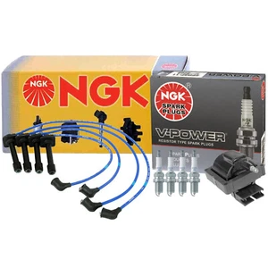 NGK HEI Ignition Coil Wires & 4 V-Power Spark Plugs Kit For Ford Probe 2.0 GAS - Picture 1 of 1