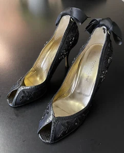 Dolce & Gabbana Black Satin Beaded Shoes Italy Size EU 40 - Picture 1 of 9