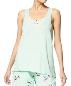 HUE Green Seamless Tank Top Medallion Floral Lace Pyjama Top Mist Green Size XL - Bild 1 von 2