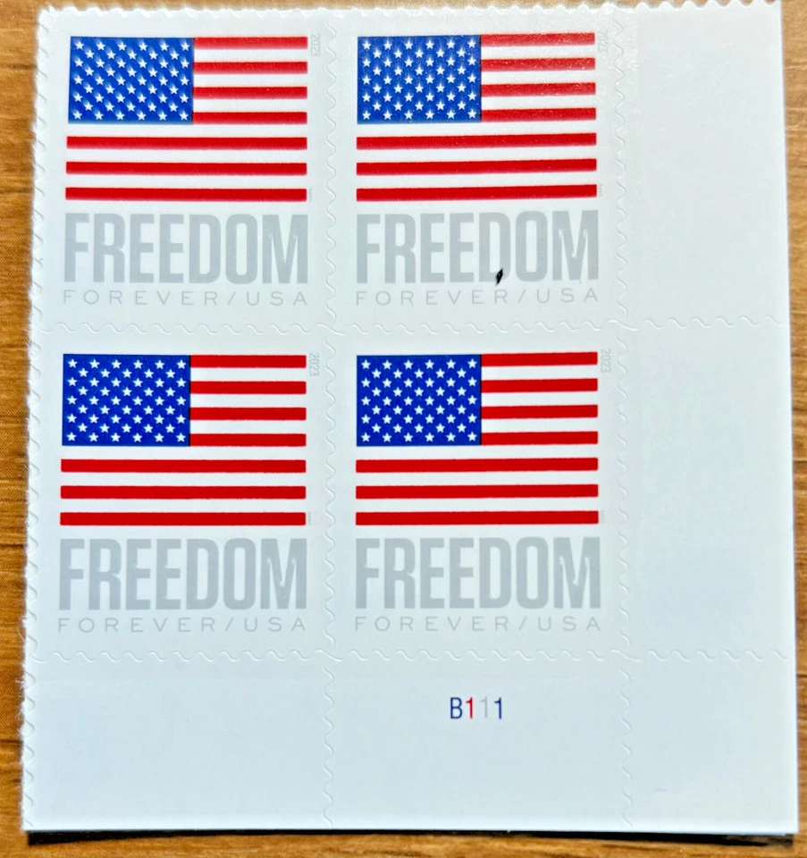 Scott # 5787 Freedom Flag Plate Block Of 4 Stamps MNH 2023 - Image 1 of 1