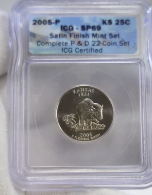 2005 P Quarter 25c Kansas Satin Finish MS ICG SP69 - Image 1 of 2