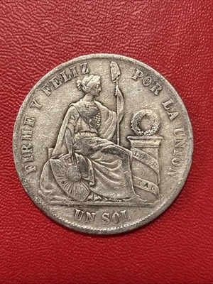 1869 YB Peru Un Sol Silver Coin 90% 25g 22.5g ASW (A) - Image 1 of 2