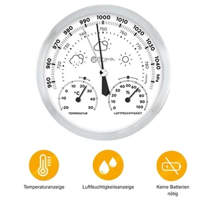 Design Analoge Wetterstation Barometer Thermometer Hygrometer  - Bild 1 von 5