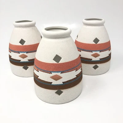 Vintage Southwest Pendant Lamp Light Shades Textured Ceramic Aztec Set of 3 - Image 1 of 4