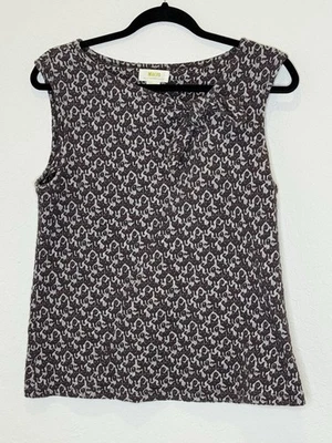 Anthropologie Maeve Tomcat Cat Print Tie Bow Neck Knit Sleeveless Top Sz M - Image 1 of 4