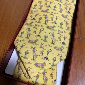 Salvatore Ferragamo Corbata de seda Animales lindos auténticos hechos en... - Imagen 1 de 2