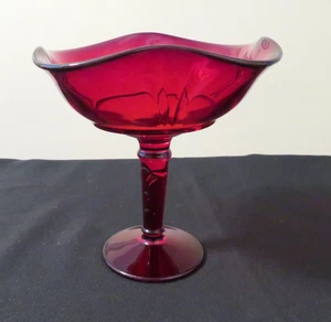 Paden City selten rubinrot Lucy #895 Krähenfuß Vorbau 7" Kompott hervorragender Zustand 1930er - Bild 1 von 9