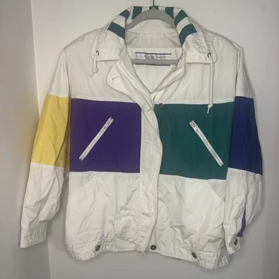 Chaqueta de Calle Mulberry Vintage Mujer Hombre XL Bloque de Color Años 80 90 Retro Cremallera Completa  Foto 1 de 4