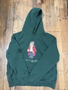 Polo Ralph Lauren Green Holiday Toggle Bear Fleece Hoodie Sweatshirt Gr. LG - Bild 1 von 11