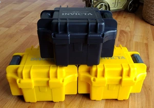 THREE Invicta (2 Yellow, 1 Black) Classic Hard Single Slot Watch Box/Case + Foam - Picture 1 of 15