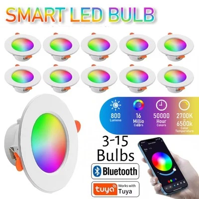 10W Bluetooth LED Recessed Downlight Smart RGB Dimmable Ceiling Lights Spotlight - Image 1 of 4