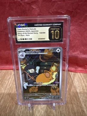 🔥 💥 Team Rocket's Raticate 108/098 Certified Pristine 10 By Cgc Art Rare Holo - Image 1 of 3