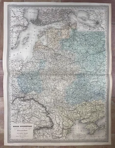 RUSSIA c. 1860 DUFOUR VERY LARGE ANTIQUE ENGRAVED MAP 19TH CENTURY - Picture 1 of 15