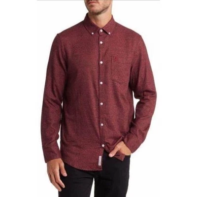 ORIGINAL PENGUIN NWT Mens Woven Long Sleeve Flannel Shirt In Biking Red-XXLT - Image 1 of 4