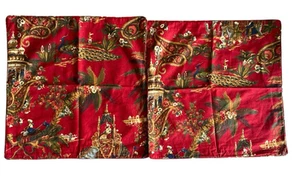 Pottery Barn Pillow Covers Spice Route Chinoiserie 20" Linen Blend 2007 Set/2 - Picture 1 of 8