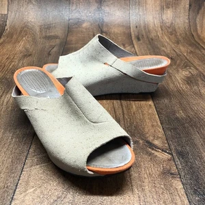 TSUBO Ovid Stingray Womens Size 7 Tan Orange Leather Rocker 3" Wedge Slide MINT - Picture 1 of 10