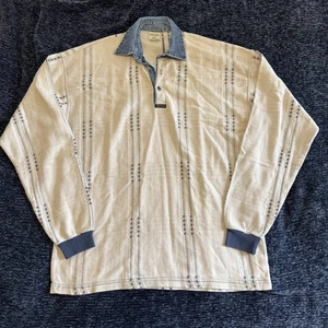 VTG Structure Active Wear Long Sleeve Polo Rugby Shirt Denim SMALL Coastal Light - Picture 1 of 4