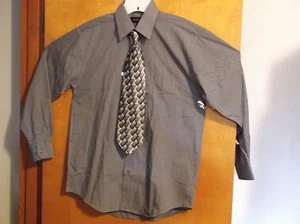 MEN'S "MARQUIS"  GREY CHECKED  L/S DRESS  SHIRT w/ TIE ...SIZE ..14 1/2- - 32/33 - Picture 1 of 3