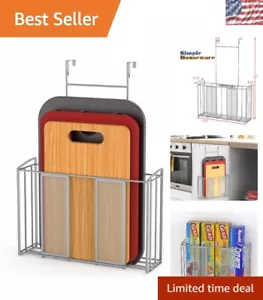 Compact Silver Mesh Door-Mounted Organizer – Ideal for Cutting Boards & More - Picture 1 of 11