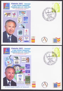 ESPAÑA 2001 SOBRES ENTERO POSTALES PRIVADOS (2 SOBRES) HOMENAJE SAMARANCH - Imagen 1 de 2