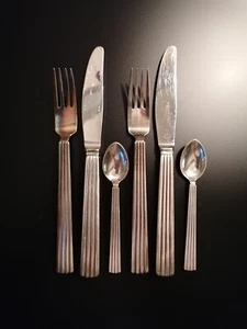 Georg Jensen EPNS Bernadotte 6 Teile Messer Gabel kleiner Löffel guter Zustand - Bild 1 von 8