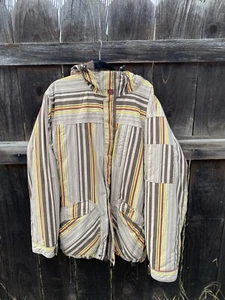 Vintage Quicksilver Snowboard Ski Jacket Striped Pattern Size Large Snow Zip Up - Picture 1 of 4