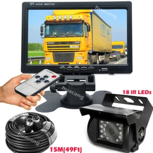 IR Rear View Backup CCD 4Pin Camera 7" Monitor Kit for Truck RVs Caravan 12-24V - Picture 1 of 24