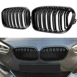 Front Kidney Gloss Black Grille 2 Slat For BMW F20 F21 LCI 1 Series M135i M140i - Picture 1 of 11