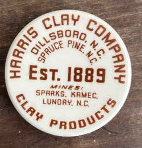 Antique North Carolina Pottery Clay Advertising Dillsboro NC Harris Clay - Picture 1 of 15