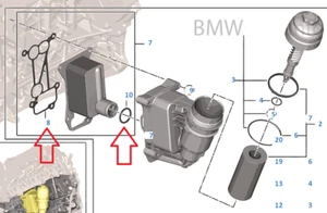 BMW N57 N57S E90 F01 F10 E70 E71 Ölfiltergehäuse Ölkühler Dichtung Set DRM062 - Bild 1 von 5
