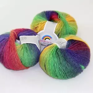 Hot 3Balls*50g Soft Cashmere Wool Rainbow Wrap Shawl DIY Hand Knitwear Yarn 12 - Picture 1 of 24