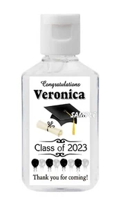 BLACK AND SILVER GRADUATION FAVORS HAND SANITIZER LABELS - PERSONALIZED - Picture 1 of 1