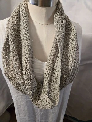 New Cowl Tube Neck Scarf Wrap light weight Solid  Handmade Crocheted - Image 1 of 4
