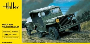 Heller 81105. US 1/4 Ton Truck 'n Trailer. 1/35 scale Plastic Kit - Picture 1 of 8