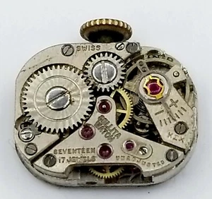 Antique Sellita Swiss 17 jewel Wrist Watch Movement 15.5 mm x 12.5 mm Parts #P18 - Picture 1 of 3